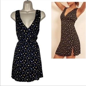 Reformation NEW Gianni Posie Mini Side Slit V Neckline Floral Print Dress Size S